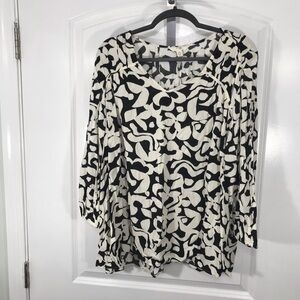 Terra&Sky Women's Black and White Patterned Top Size 2X CB-04